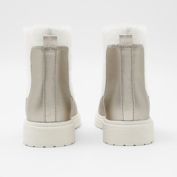 حذاء بوت مطاطي باللون الرمادي اللامع للفتيات